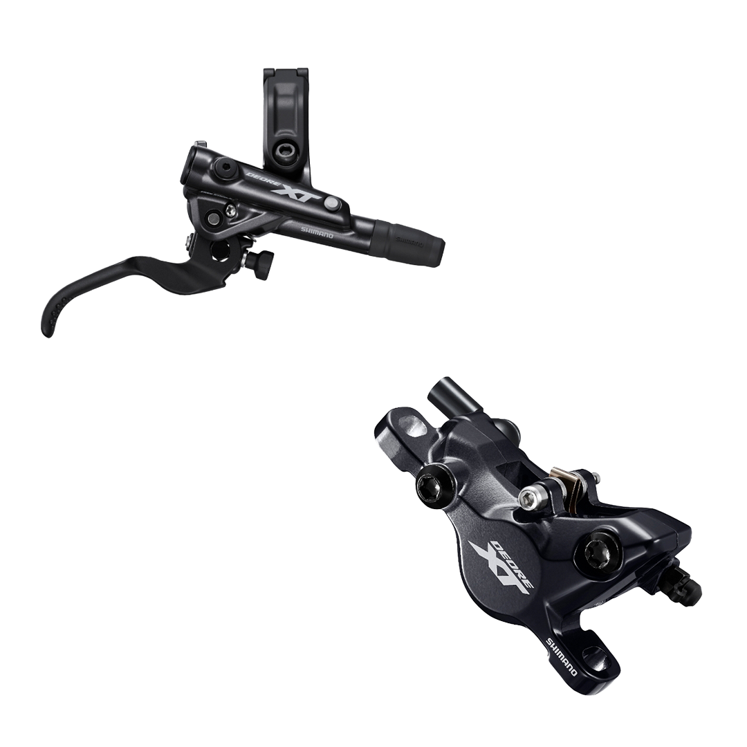 Shimano Deore XT Hydraulic Brake Lever BL-M8100 (Right) with Brake Caliper BR-M8100 (Rear)-Metal Pads
